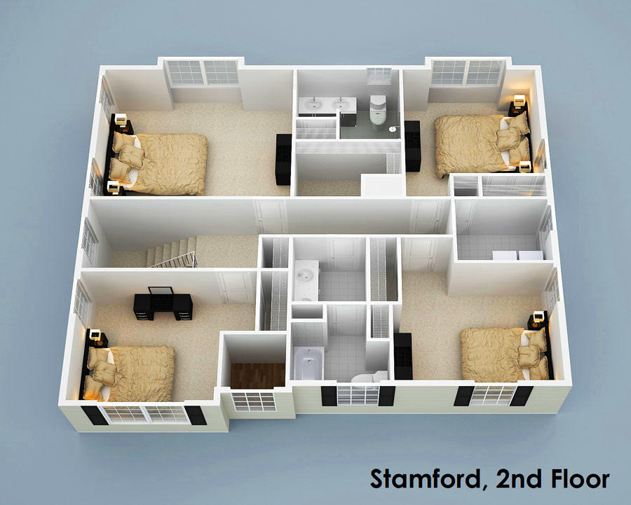 Chapel Bridge at Hamilton | The Stamford Model - Floor Plan, Second Floor