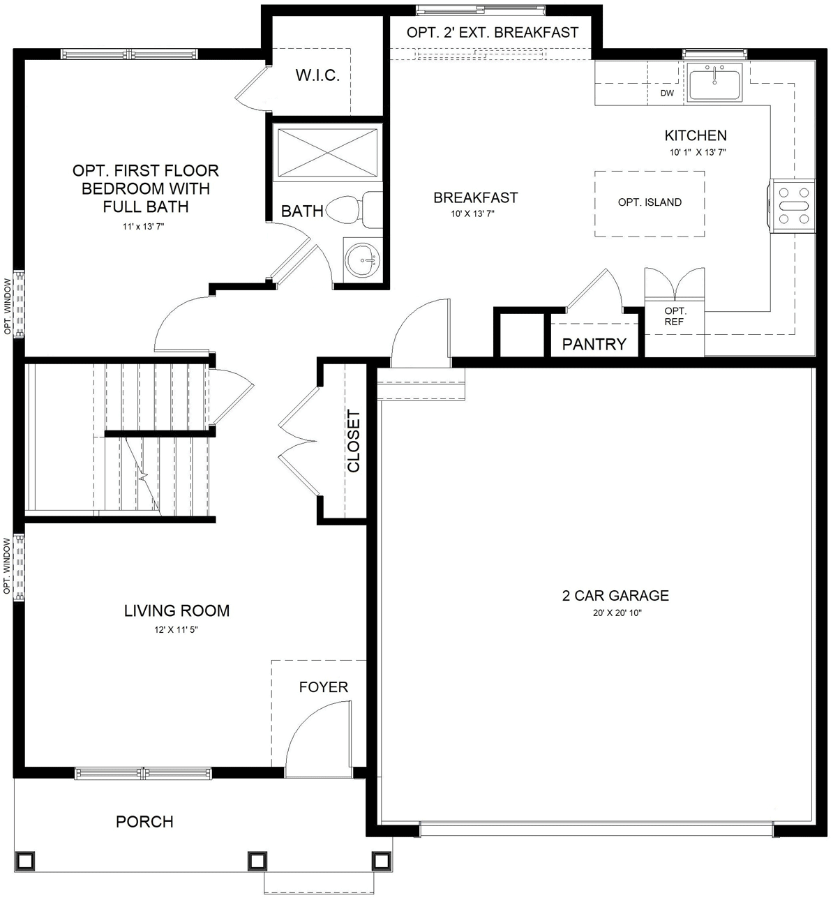 Chapel Bridge at Hamilton | The Stamford Model - Floor Plan, Second Floor with Optional Bedroom