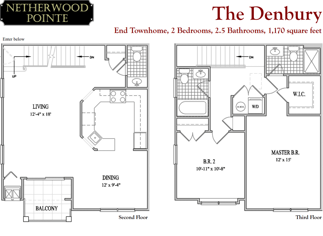 Netherwood Pointe | The Admiral Model - Floor Plan, End Unit