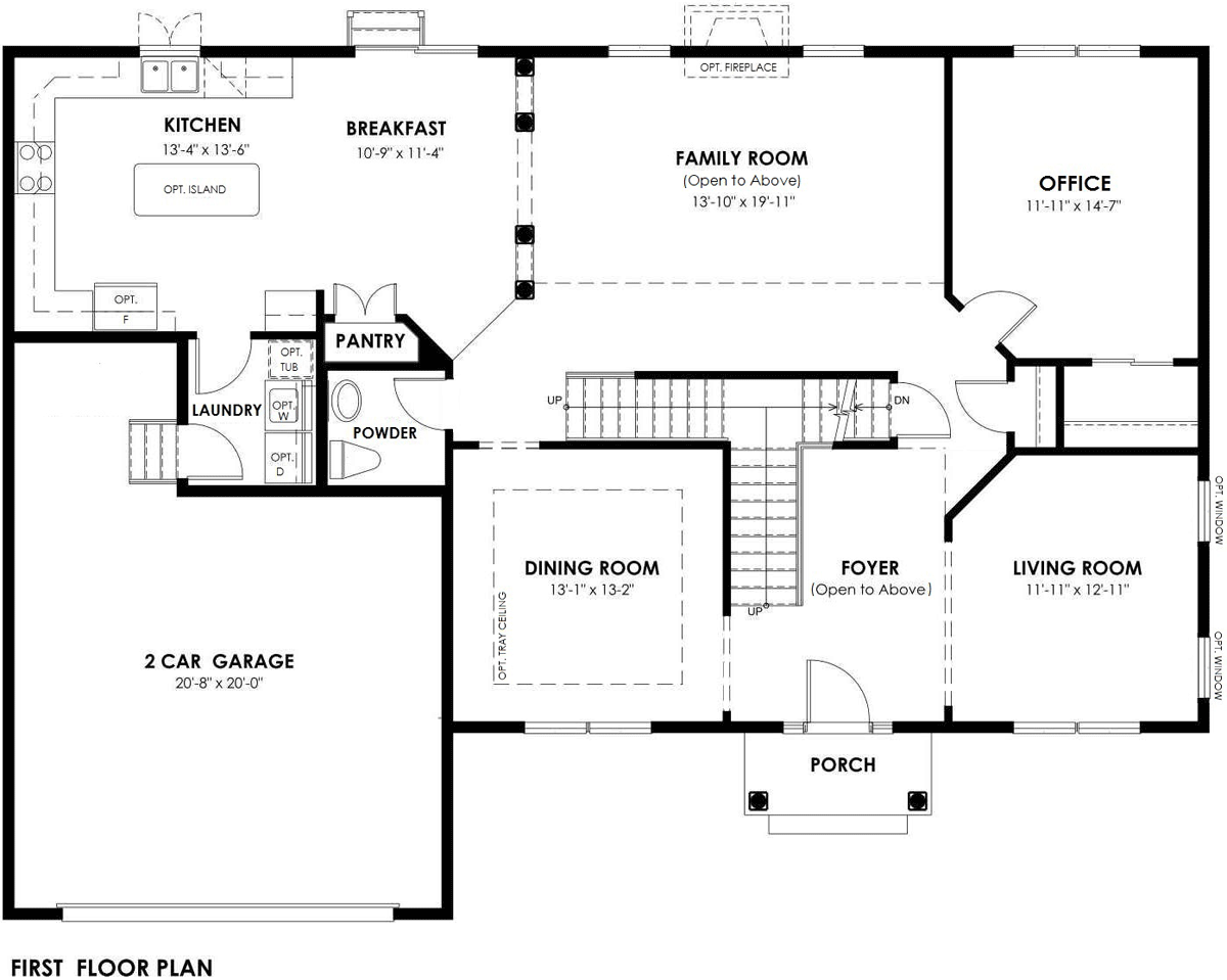 Stonegate | Ellington Model - Floor Plan, First Floor